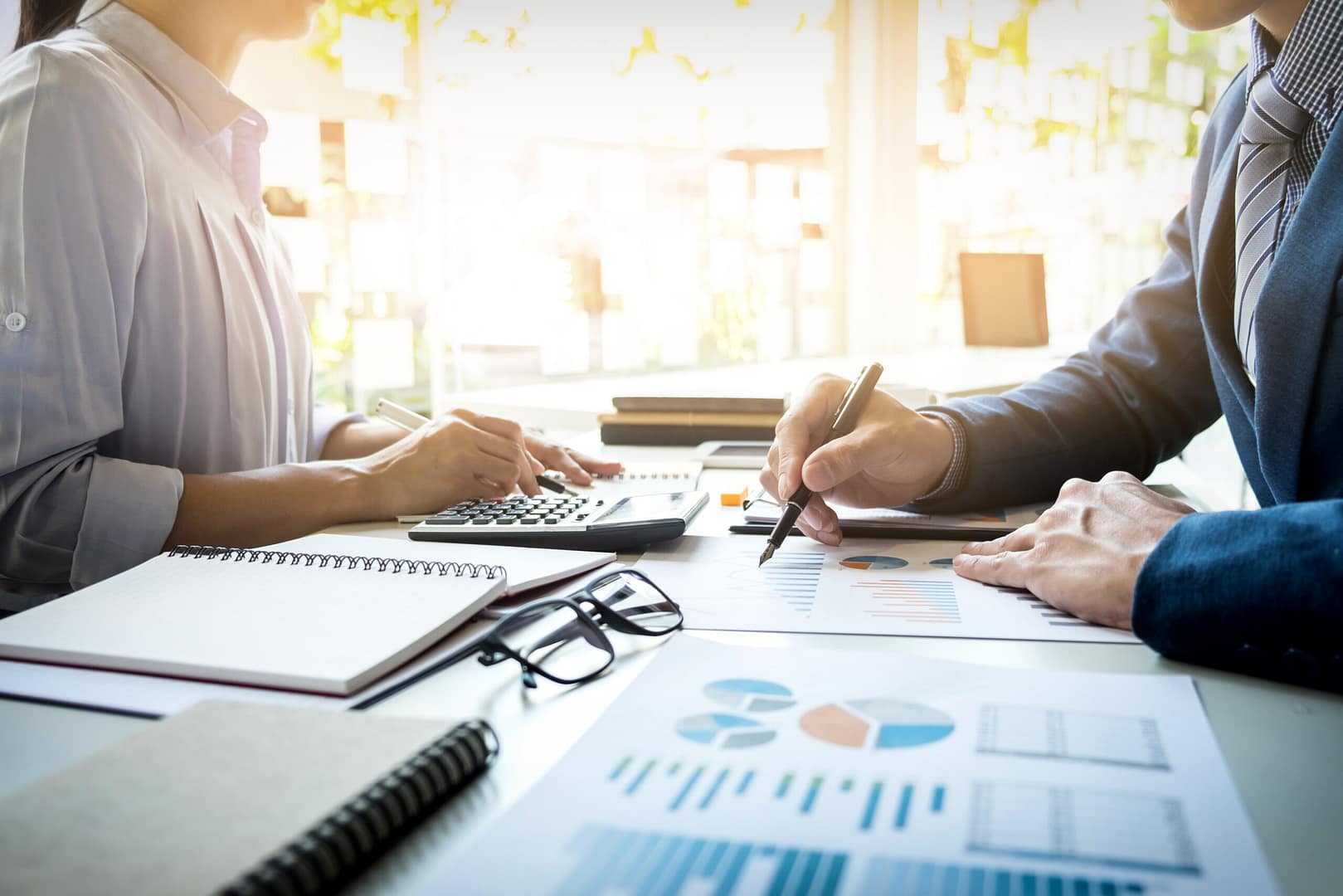 Networking 3 business man financial inspector secretary making report calculating checking balance internal revenue service inspector checking document audit concept scaled